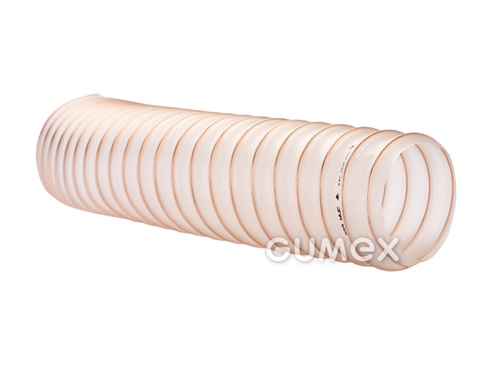 Potravinová vzduchotechnická hadice pro lehčí abraziva PROTAPE PUR330 FOOD, 25/32mm, FDA, 1,605bar/-0,54bar, Pre-PUR (éterová báze), ocelová spirála, -40°C/+90°C, transparentní